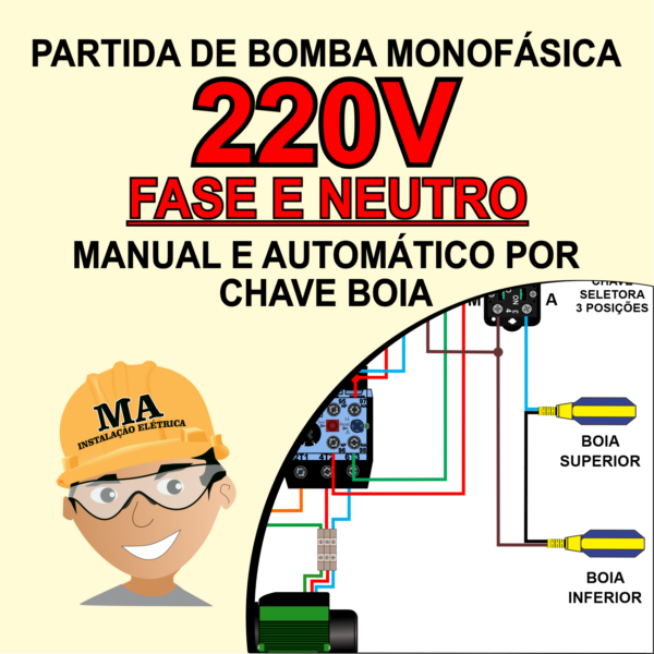 PARTIDA DE BOMBA 220V MANUAL E AUTOMÁTICO POR CHAVE BOIA  INFERIOR E SUPERIOR