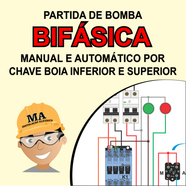 PARTIDA DE BOMBA 220V BIFÁSICA MANUAL E AUTOMÁTICO POR CHAVE BOIA  INFERIOR E SUPERIOR