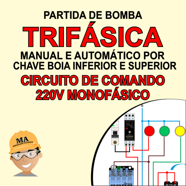 PARTIDA DE BOMBA TRIFÁSICA MANUAL E AUTOMÁTICO POR CHAVE BOIA  INFERIOR E SUPERIOR