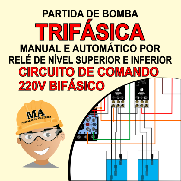 PARTIDA DE BOMBA TRIFÁSICA MANUAL E AUTOMÁTICO POR RELÉ DE NÍVEL SUPERIOR